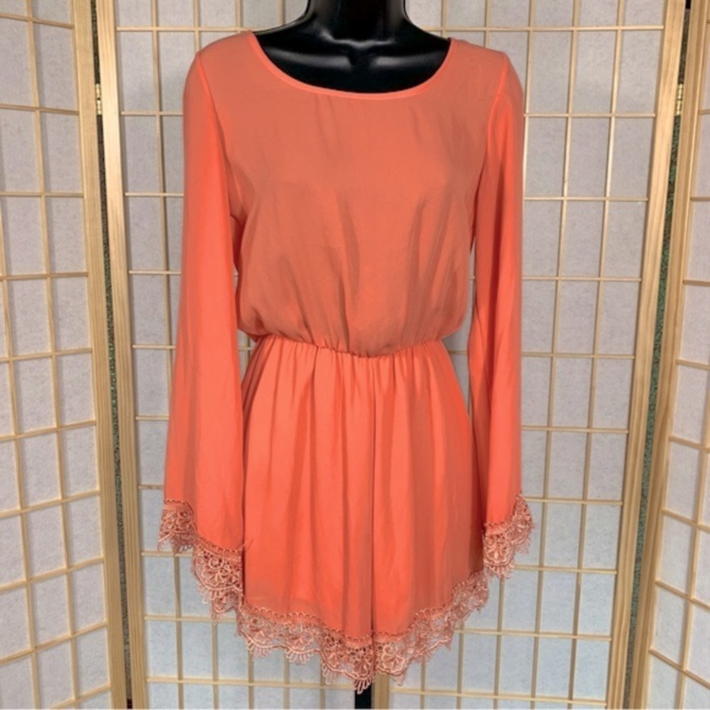 Vintage Coral Lace Romper